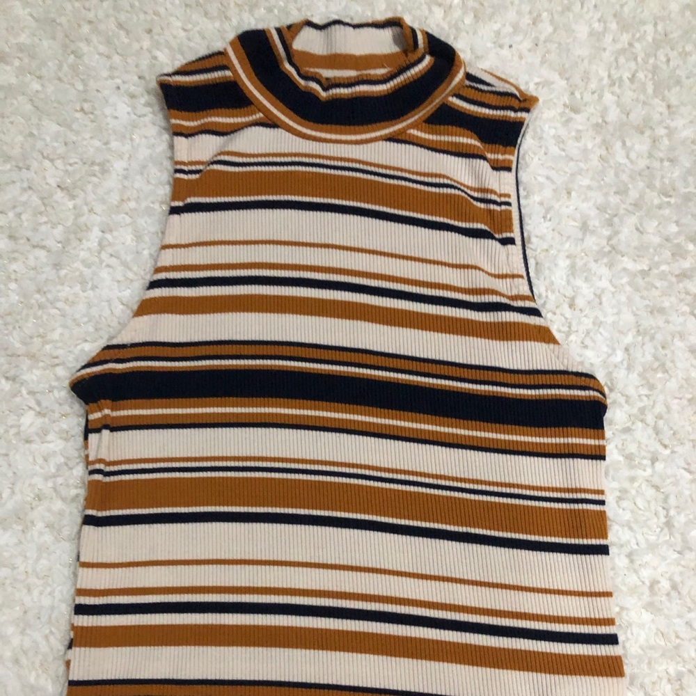 Aeropostale Stripped Mock Neck Sleeve-Less Top